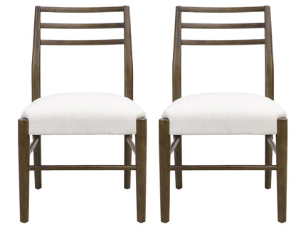 Farmhouse Style Dining Chair Set With Ladder Back Design
