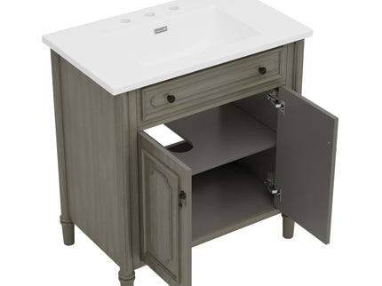 Vintage Bathroom Vanity With Sink, Rustic Cabinet With Soft Close Doors