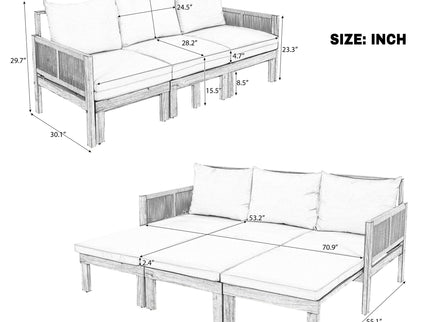 Outdoor 3 Seat Patio Sunbed