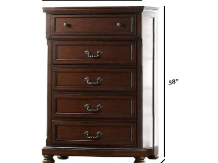 1 Piece Chest Bun Feet Pull Handles Round Knobs Bedroom Furniture - Cherry