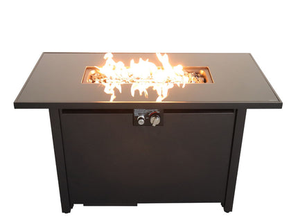 Outdoor Fire Pit Table Durable Construction With Lid - Black