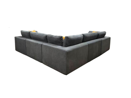 Coffee Bean Like Upholstery Full Compressed Modular Sectional With Toss Pillows - Light Gray