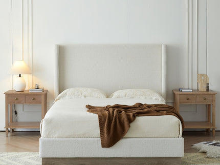Hosford - Minimalist Upholstered Wingback Bed With Wood Base Platform