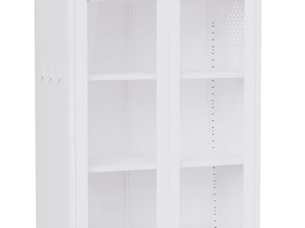 Tall Metal Kitchen Pantry Cabinet With Adjustable Shelves And Silent Magnetic Doors - White