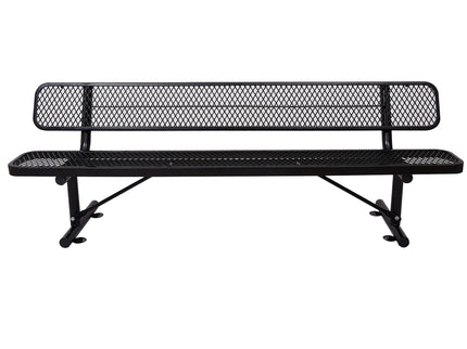 6' Outdoor Steel Bench With Backrest