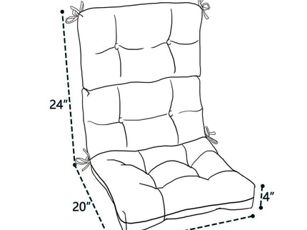 2 Piece High Back Patio Chair Cushion Set