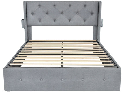 Bed With Gas Lift Storage, USB Ports