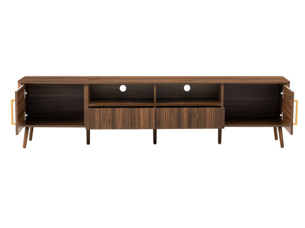 TV Stand For TVs Up To 85" With Soft-Close Doors, Open Shelf, Cable Management - Walnut