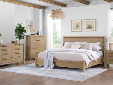 Panel Bed Frame With Unique Headboard And Included Slats
