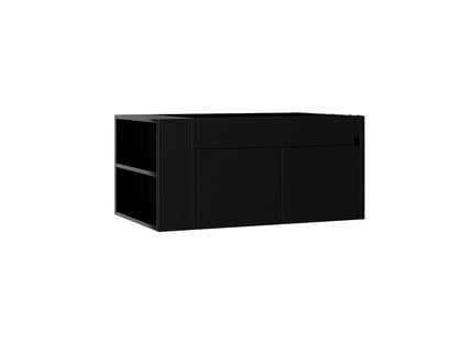 Floating Bathroom Vanity Cabinet, Soft Close Double Drawers, Open Side Storage, Wall Mounted, Cabinet Only