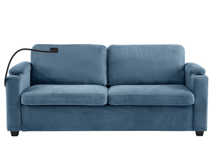 Sleeper Sofa Loveseat Sofa With Full Size Mattress, 2 USB Ports, 2 Cup Holders, 2 Side Pockets And Phone Holder