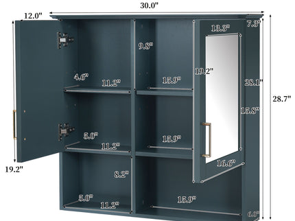 2 In 1 Wall-Mounted Mirror Cabinet With Adjustable Shelves, Soft-Close Doors, High-Definition Mirror & Storage