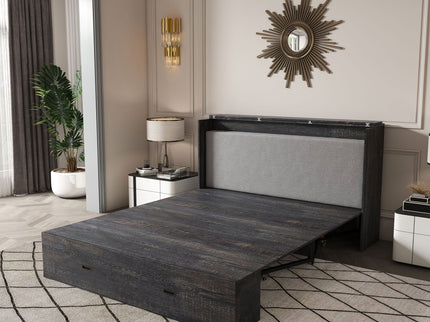 Full Murphy Bed With Storage Drawers, Charging Station, Foldable Panels, And Silent Swivel Wheels