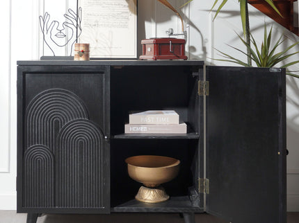 2 Door Accent Cabinet Storage Cabinet With Adjustable Shelf - Black