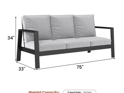 3 Seat All-Weather Patio Sofa With Cushions
