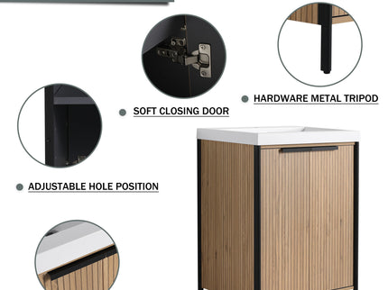 Modern Freestanding Bathroom Vanity With Resin Sink & Soft Close Cabinet Doors