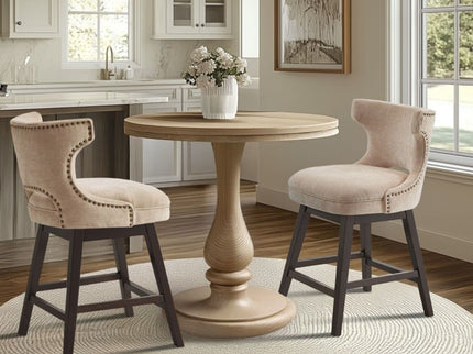360 Degree Swivel Counter Stool With Silver Detailing
