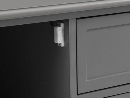 TV Stand, Entertainment Center With Dual Drawers And Hidden Storage, Cabinet With Soft Closing Doors And Sleek Panel Design