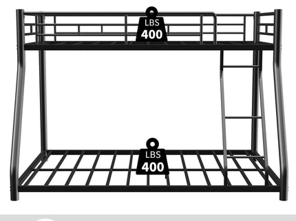 Bunk Bed Frame With Ladder And Guardrail, Heavy Duty Noise Free Design Metal Construction