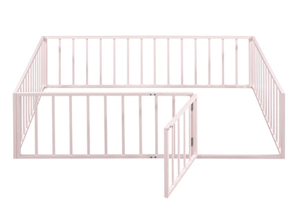 Metal Floor Bed Frame With Fence And Door