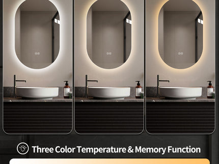 Smart Wall Mounted LED Touch Screen Mirror With Anti-Fog Function And Adjustable Lighting
