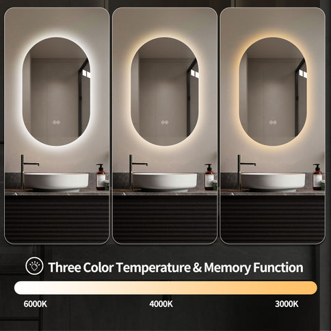 Smart Wall Mounted LED Touch Screen Mirror With Anti-Fog Function And Adjustable Lighting