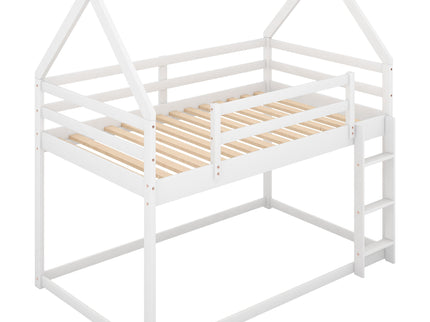 Low Bunk Bed With House Shaped Frame And Ladder