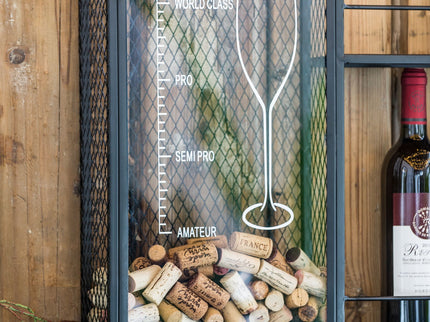 Floating Wine Bar Shelf With Glass Holder And Display Shelves - Black