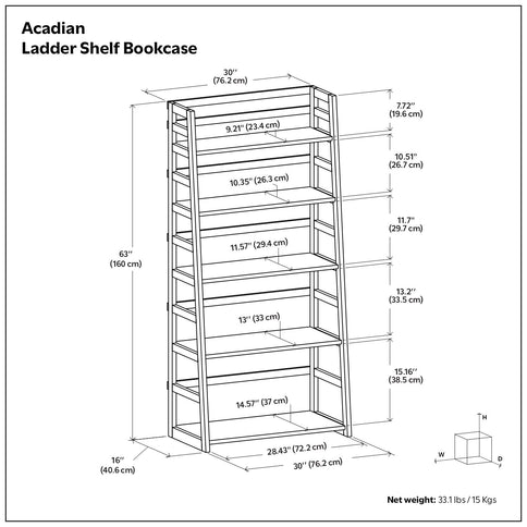Acadian - Handcrafted Ladder Shelf Bookcase
