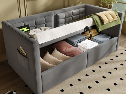 Upholstered Daybed With Hydraulic Storage And USB / Type - C Charging