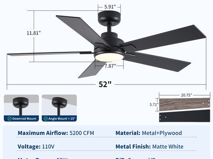 Reversible Motor Integrated LED Dimmable Ceiling Fan With Light