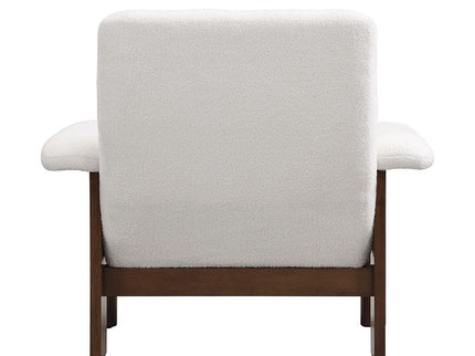 Modern Accent Chair With Ottoman, Mid Century Lounge Chair With Footrest, Comfy Fabric Armchair Upholstered Set With Solid Wood Frame For Living Room - White