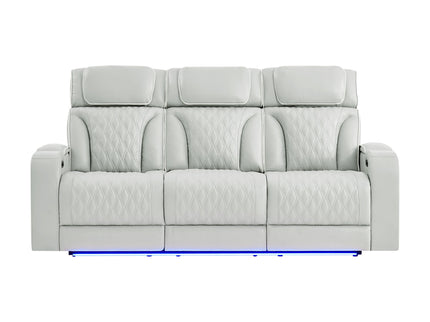 Julian - Power Reclining Sofa With Footrest And LED Lighting - Silver