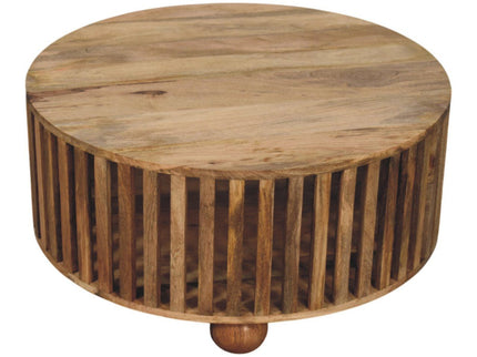Slatted Round Coffee Table - Beige