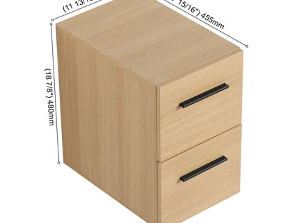 Floating Bathroom Vanity Drawer Base, Wall Mounted Storage With 2 Drawers - Light Oak