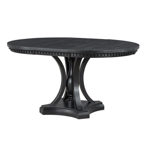 5 Piece Dining Set Extendable Round Table And 4 Chairs - Black / Oak