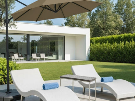 Round Cantilever Patio Umbrella With 360 Rotation & Infinite Tilt Adjustment
