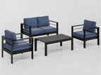Blue / 4 Pc. Loveseat, 2 Chairs, Coffee Table