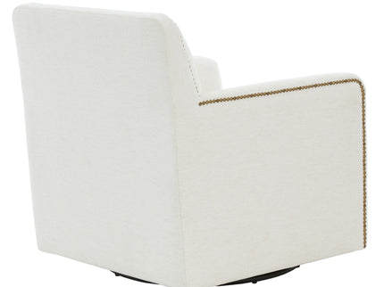 Tolland - Swivel Accent Chair With Antique Brass Nailhead Trim - Cream