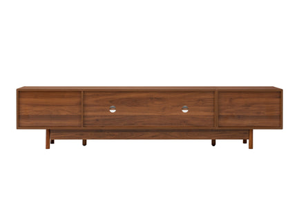 Modern TV Stand With Fluted Glass Doors & 2 Drawers