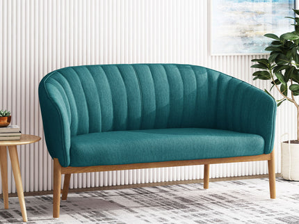 Mid Century Modern Loveseat With Channel Stitched Backrest