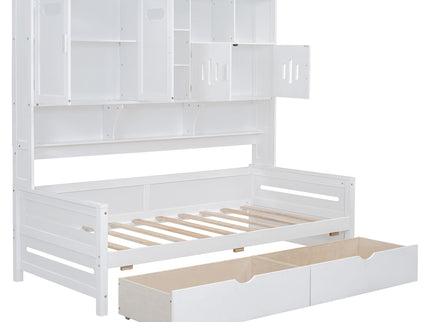 Daybed With All-In-One Cabinet And Shelf