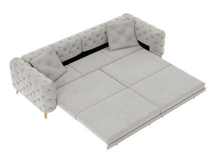 3 In 1 Convertible Sleeper, Deep Seat Pull Out Sofa Bed, Button Tufted