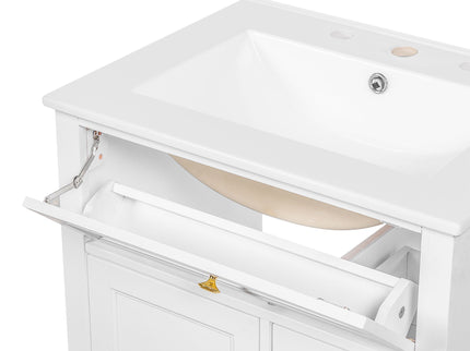 Modern Bathroom Vanity With Sink, 3 Drawers & Cabinet With 2 Tier Door Storage
