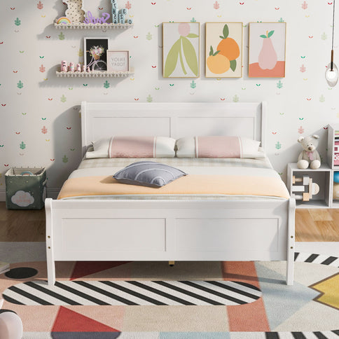 Platform Bed Frame Mattress Foundation Sleigh Bed With Headboard / Footboard / Wood Slat Suppor