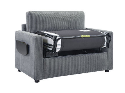 Sleeper Sofa With Foldable Mattress, USB Ports, Side Table & Storage Pocket