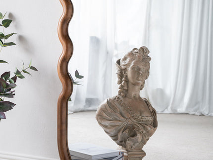 Oversized Wooden Floor Mirror With Unique Frame - Brown