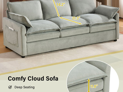 Modern Sofa Set With Double Layer Cushion And Side Storage Pockets