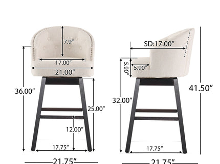 360 Degree Swivel Bar Stool With Stunning Nailhead Trim (Set of 2)