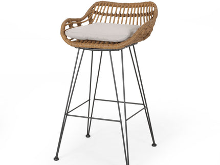 Outdoor Rattan Bar Chair With Metal Legs